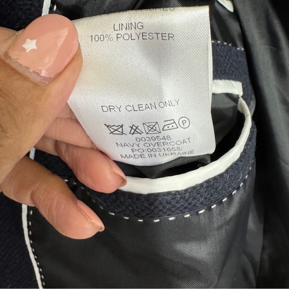 Red Herring Blue Wool Blend Long Coat EU 46 UK 36 Chest Tailored Classic - Picture 9 of 16